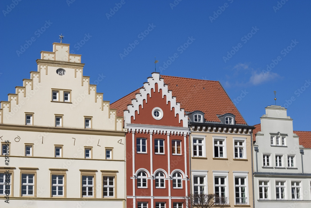 stepped gable houses on a german market place