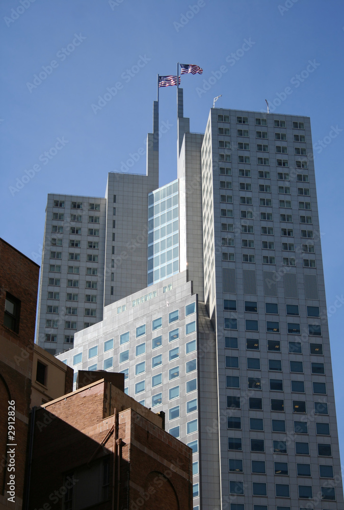Fototapeta premium building with american flags