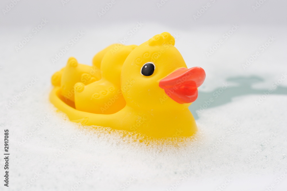 three rubber ducks in foam water #5 three rubber ducks in foam water #5