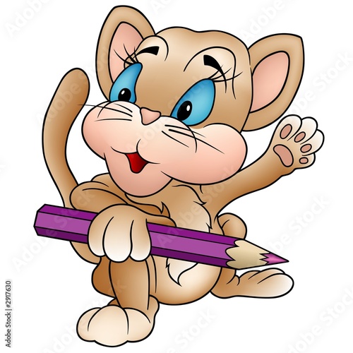 kitten with crayon