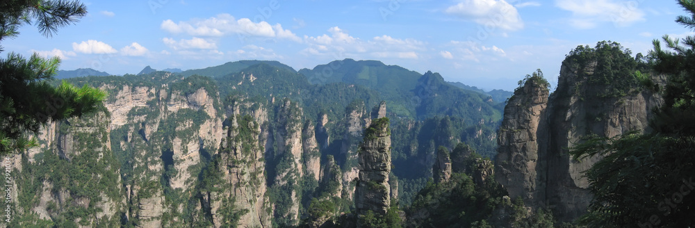 pattern of high rocks emerging from the jungle, zhengjiajie nati