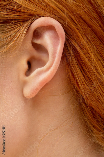 ear of redhead lady