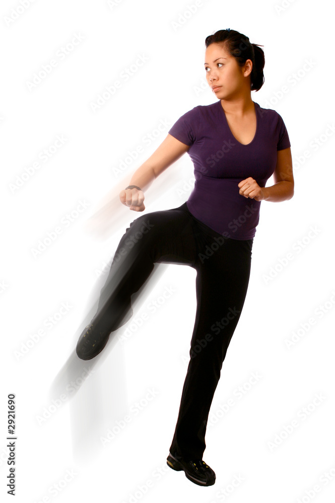 Asian lady in combat exercise stance Asian lady in combat exercise stance