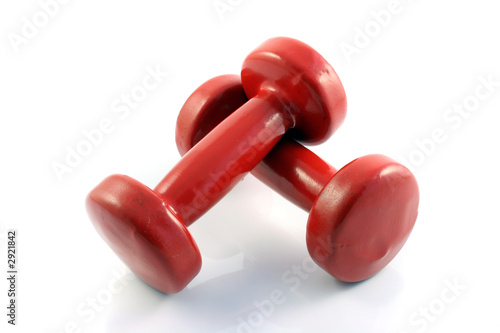 red metall dumbbells