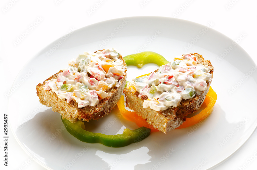 bread with cheese cream and vegetables bread with cheese cream and vegetables