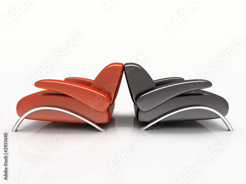 pair of armchairs isolated on white background