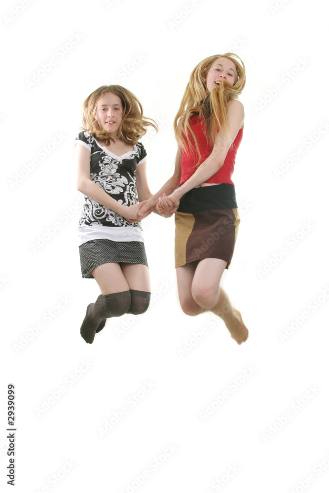 young girls jumping young girls jumping