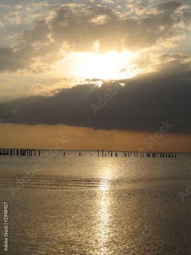 sun over lake