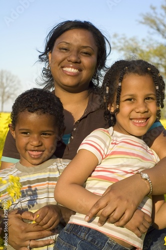 african american mother with her kids