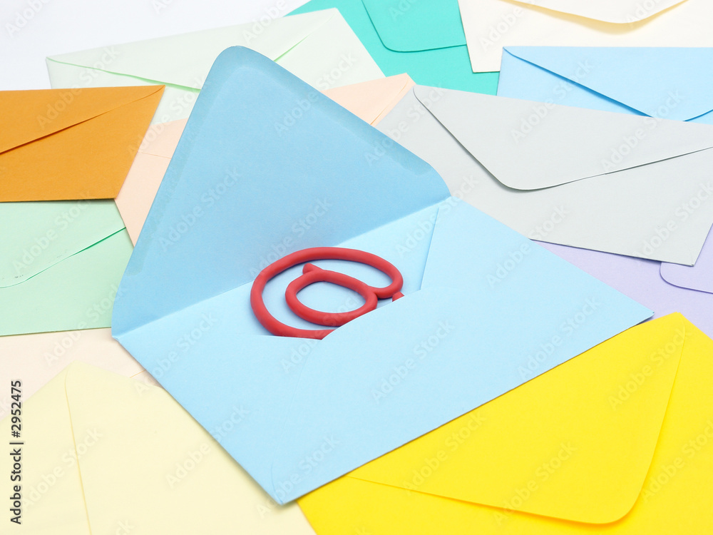 at sign in blue envelope at sign in blue envelope