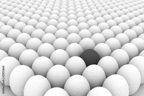 3d image of the eggs group with one different egg