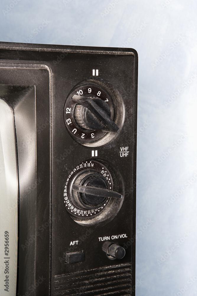 close-up of old television set control panel. close-up of old television set control panel.