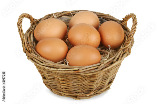wicker basket with eggs