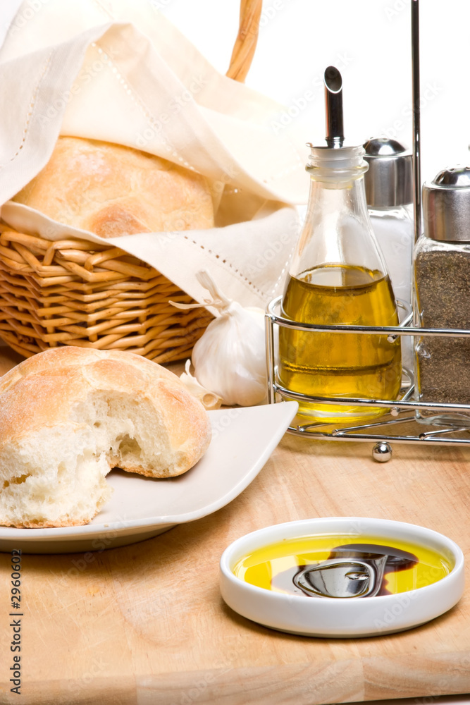 bread, olive oil and spices