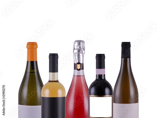 assorted bottles of wine on white background photo