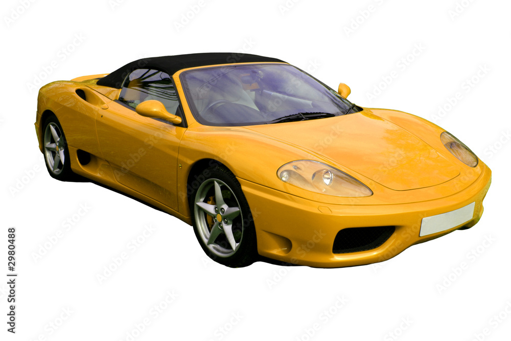yellow convertible supercar