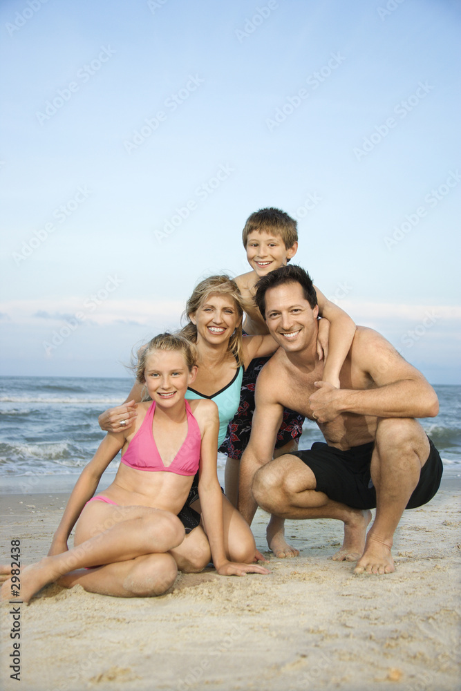 Portrait of family at beach. Portrait of family at beach.