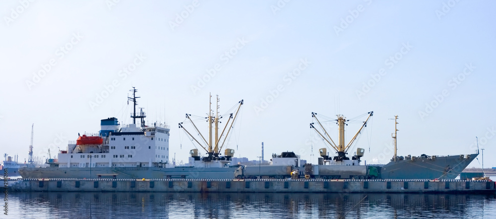 cargo ship loading in port