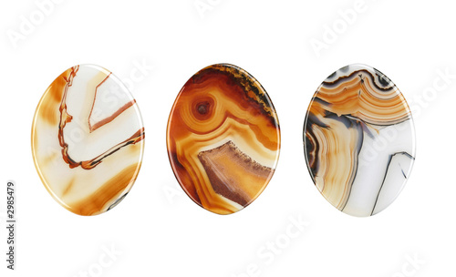 agate ovals on white background