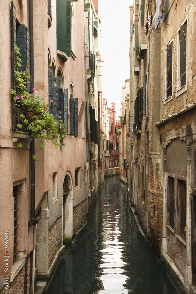Canal with buildings in Venice, Italy.