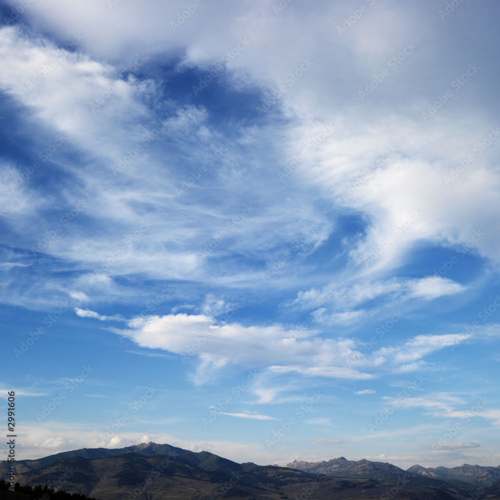 blue sky with clouds.