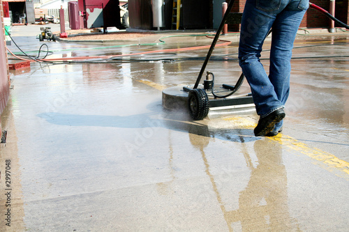 a lady crewmember cleans