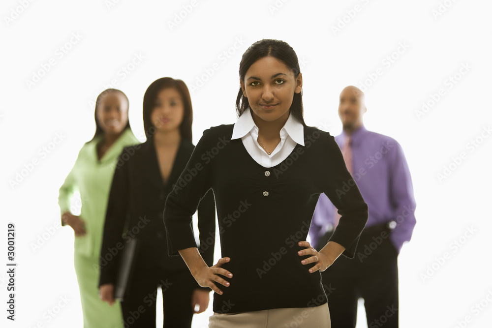 indian businesswoman portrait with others.