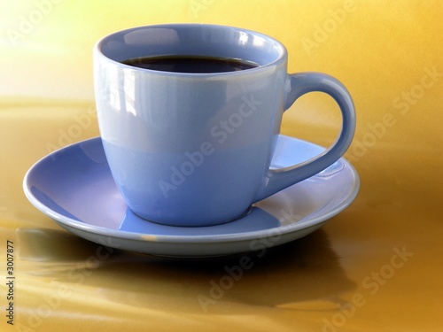 coffee in a blue cup
