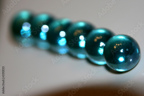 blue marbles lined up