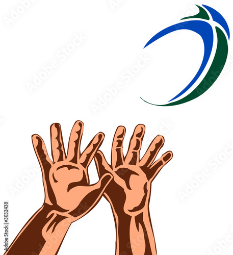 rugby 2 hands catching ball colour