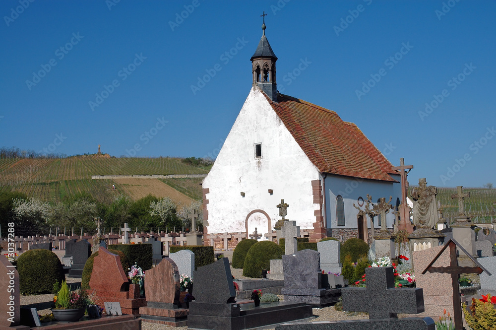 Obraz premium country church and cemetary in france