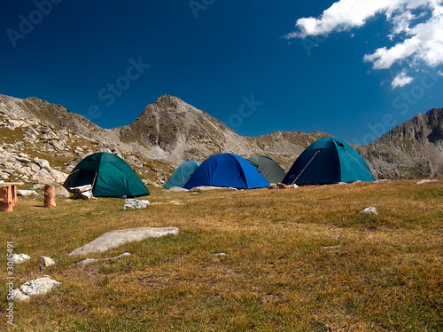tourist tents in the mountain