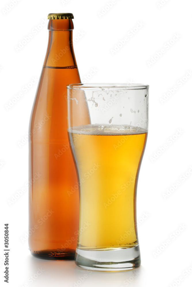 beer bottle and glass