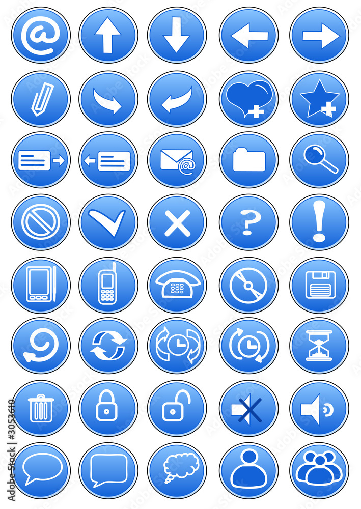 set of blue icons internet set of blue icons internet