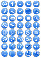 set of blue icons internet