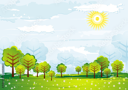 landscape with  trees,