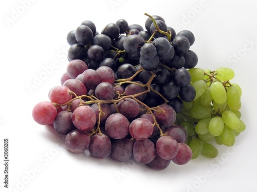green,black and red grapes