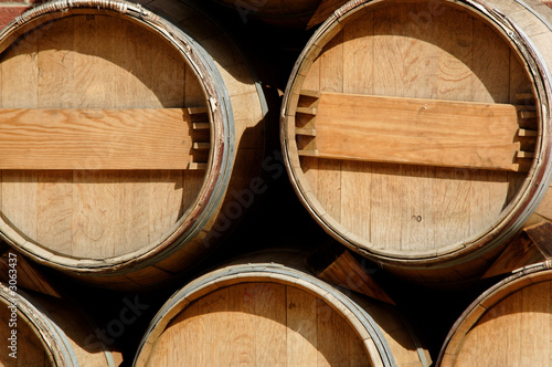 wine barrels on display