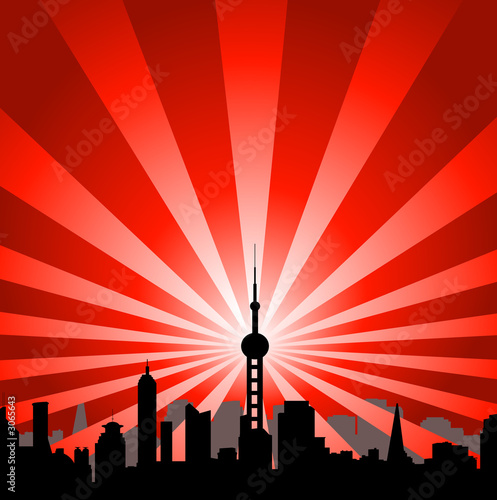 cityscape with tower
