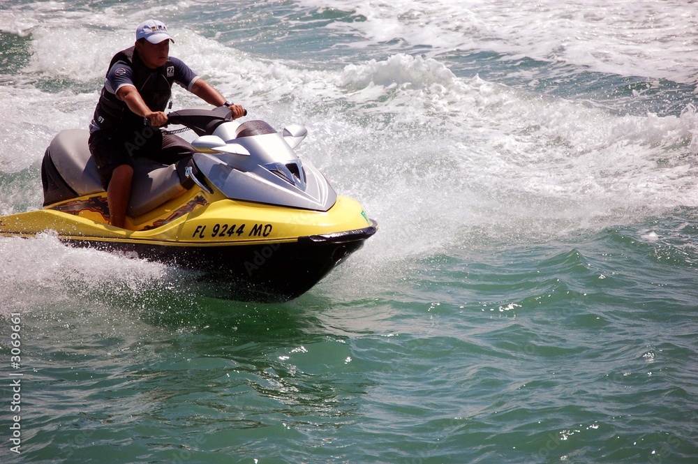 yellow jet ski