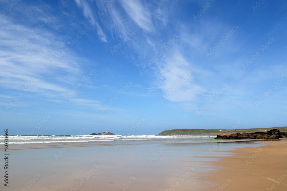 a big blue sky at gwithian sands, cornwall, uk