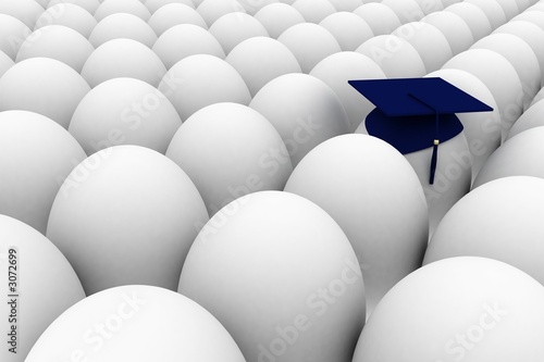 one graduated egg in the mass of regular eggs