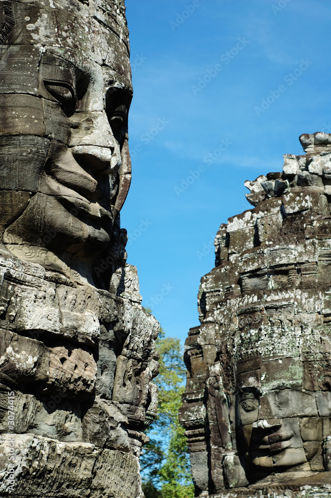 An ancient face of temple in angkor thom