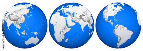 earth perspective isolated on white