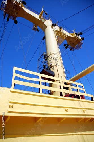 the cranes of a cargo ship