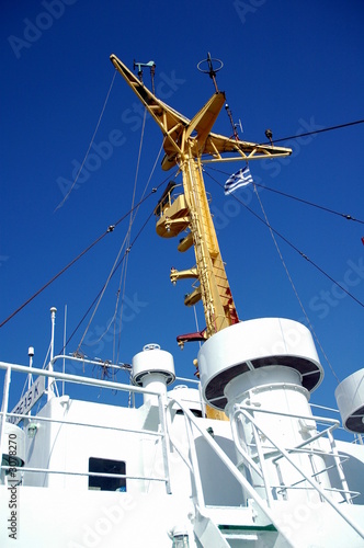 the cranes aboard a cargo ship