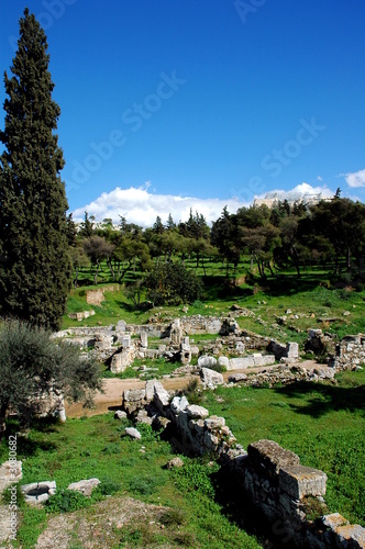 ancient ruins around the acropolis in athens