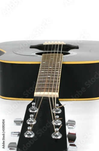 looking down the neck of a guitar