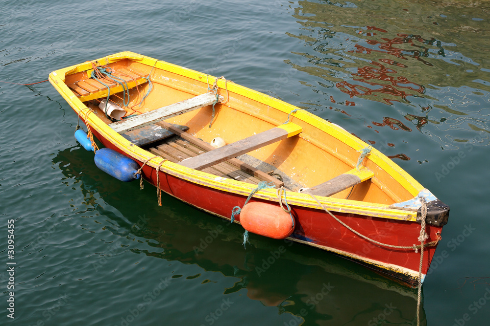 yellow and red boat.