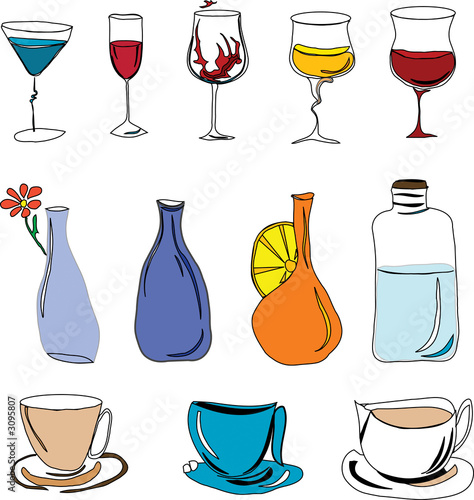 images of wine, martini and cups